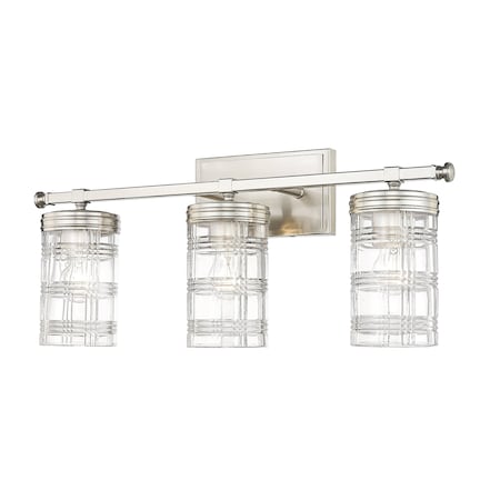 Z-Lite Archer 3 Light Vanity, Brushed Nickel & Clear 344-3V-BN